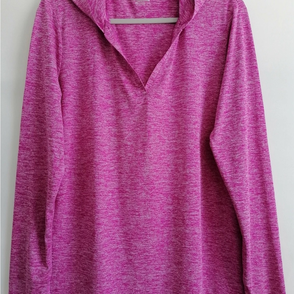 Bcg Tru Wick Womens Hoodie Sweatshirt Pink Space Dye Pullover Thumb Holes M